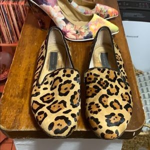 Cheetah Leopard Loafers with Leather Trim